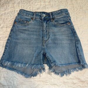 H&M Light Blue Jean Shorts with Frayed Hem